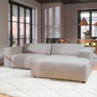 Sofa Eck Cremefarben modern aus Boucle Stoff 234 cm breit