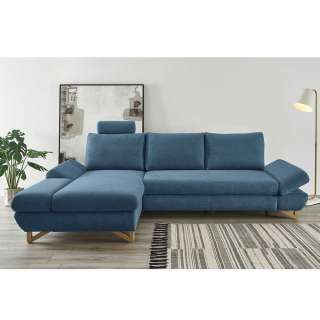 Sofa Ecke modern blau im Skandi Design verstellbaren Armlehnen