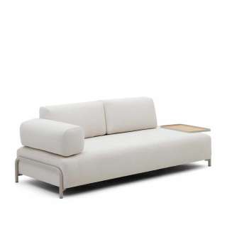Sofa mit Stecktisch in Beige Chenille 232 cm breit - 98 cm tief