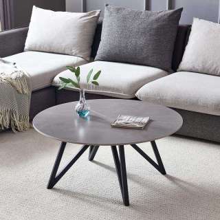 Sofa Tisch Marmor Optik Grau aus Sinterstein Metall