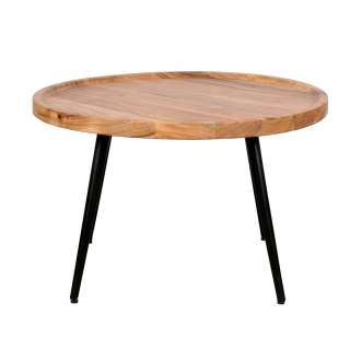 Sofa Tisch mit Holzplatte in Akaziefarben Schwarz