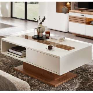 Sofa Tisch modern mit einer Schublade 120 cm breit - 65 cm tief