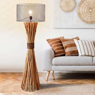 Stehlampe Holz Metall im Skandi Design 145 cm hoch 50 cm breit