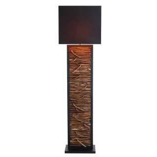 Stehlampe Holz Natur Schwarz in modernem Design 163 cm hoch