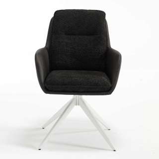 Stuhl Set mit Armlehnen in Anthrazit & Weiß 59 cm breit (2er Set)