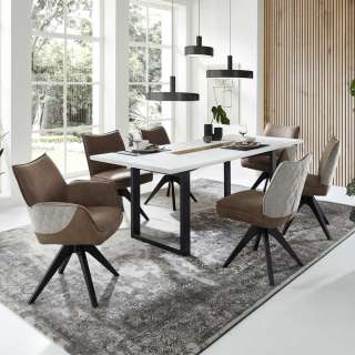 Tischgruppe mit drehbaren Stühlen in modernem Design 6 Personen (siebenteilig)