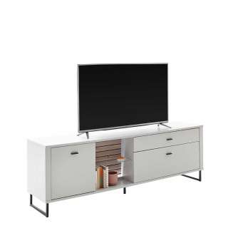 TV Phonoschrank weiss in modernem Design 210 cm breit - 69 cm hoch
