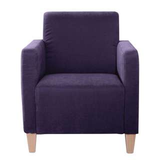 Wartebereich Sessel in Violett und Buche Vierfußgestell aus Holz