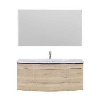 Waschplatz mit Spiegel in Eiche Bianco Touchwood Made in Germany (zweiteilig)