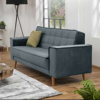 Wohnzimmer Couch Retro Stil aus Samtvelours Federkern Polsterung