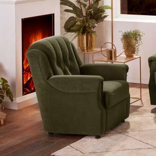 Wohnzimmer Sessel dunkelgrün im klassischen Stil Flockstoff