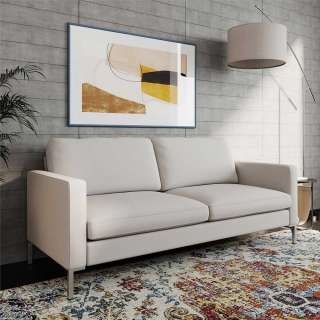Wohnzimmercouch mit 46 cm Sitzhöhe Cremefarben Stoff