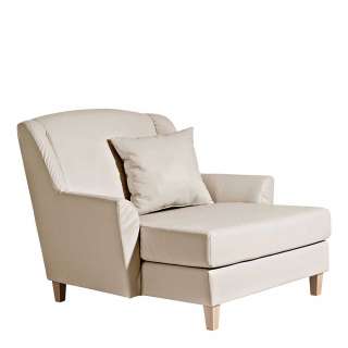 XL Wohnzimmer Sessel in Beige und Buche Kunstleder Bezug