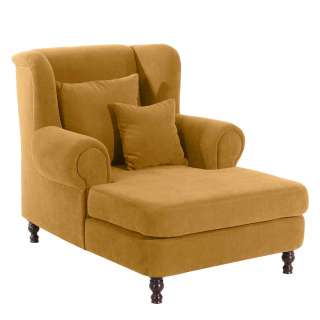 XXL Velour Sessel gelb im Landhausstil 120 cm Sitztiefe