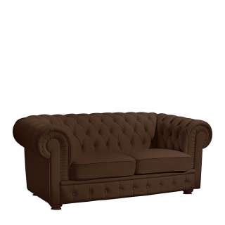 Zweier Couch Leder braun im Chesterfield Look 172 cm breit
