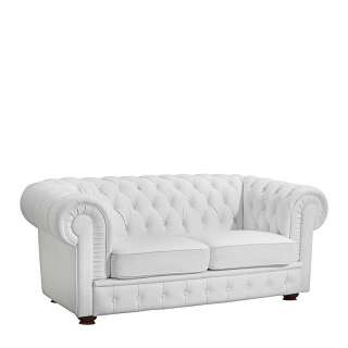Zweier Sofa Leder weiss im Chesterfield Look 172 cm breit