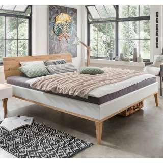 Zweifarbiges Bett aus Wildeiche Massivholz modernem Design