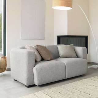 Zweisitzer Sofa hellgrau 160 cm breit Chenillegewebe