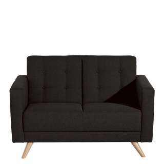 Zweisitzer Sofa in Dunkelbraun Flachgewebe 128 cm breit