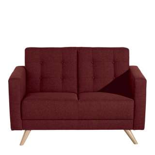 Zweisitzer Sofa in Rot und Buchefarben Retrostil